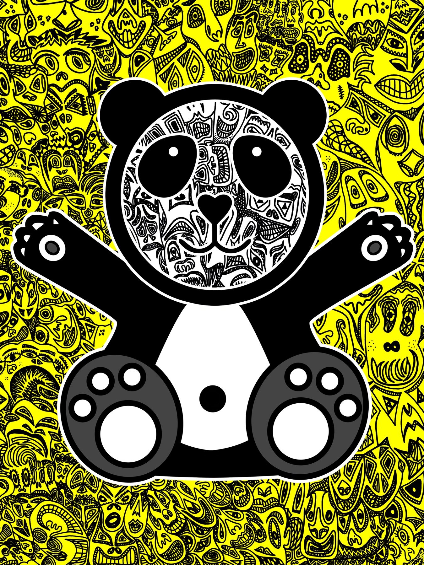Happy Panda Yellow — Limited Edition von Romulo Kuranyi
